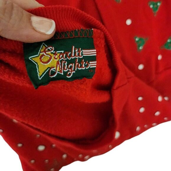 Vintage 80s Long Sleeve Christmas Teddy Bear Sleep Shirt Nightgown Womens M Red - Picture 6 of 7